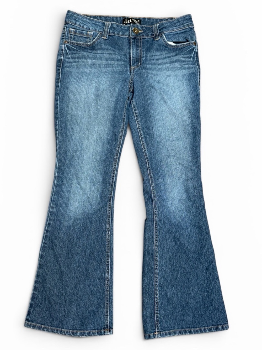 L.E.I Mid Wash Flare Jeans in Denim Blue